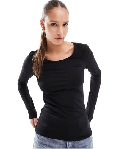 ONLY Long Sleeve Crew Neck Top - Black
