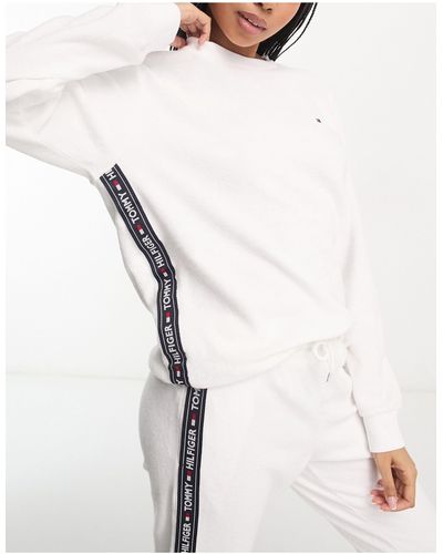 Tommy Hilfiger – lounge-sweatshirt aus frottee - Weiß