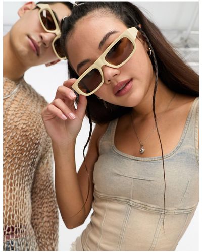 A.Kjærbede Jean - occhiali da sole rettangolari color crema - Marrone