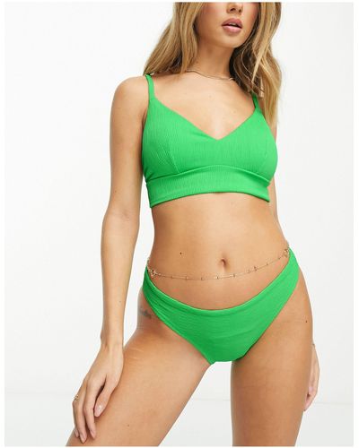 Lindex Bella - Hoogopgesneden Bikinibroekje Met Textuur - Groen