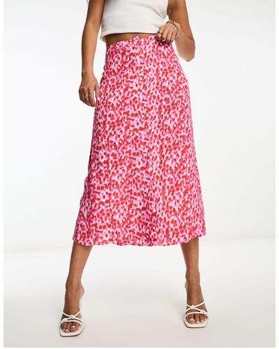 Whistles Blurred Animal Button Front Maxi Skirt - Pink