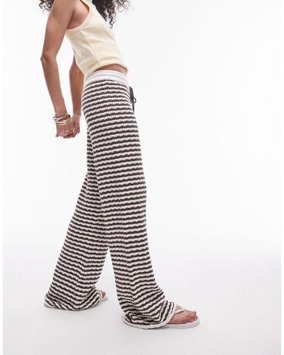 TOPSHOP Knitted Stripe Trouser - White