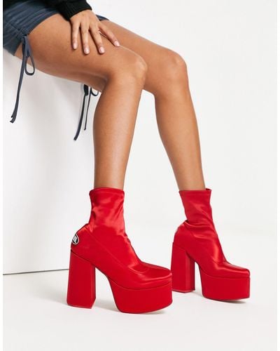 Nokwol Exclusive Ellie Platform Ankle Boots - Red