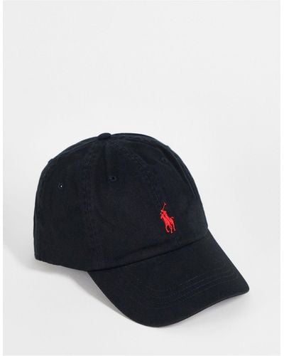 Polo Ralph Lauren – e baseball-kappe mit rotem spieler-logo - Schwarz