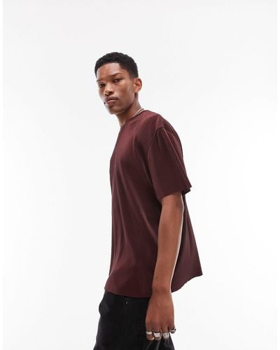 TOPMAN Oversized Fit Plisse T-shirt - Red