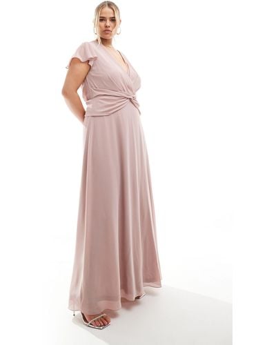 Tfnc Plus Bridesmaid Wrap Front Maxi Dress - Pink