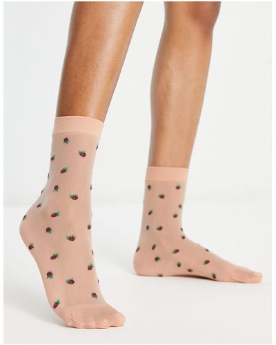 Pretty Polly Strawberry Mesh Ankle Sock - Pink