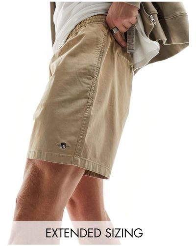GANT Drawstring Logo Stretch Cotton Shorts - Natural