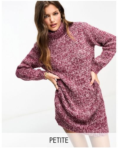 Pieces High Neck Knitted Mini Sweater Dress - Red
