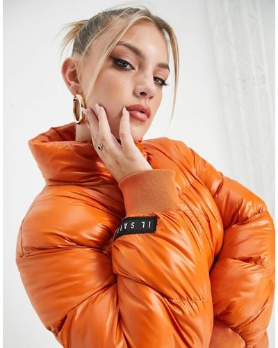 Il Sarto Puffer Jacket With Back Logo - Orange
