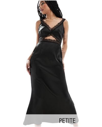 Never Fully Dressed Petite Lace Satin Maxi Dress - Black