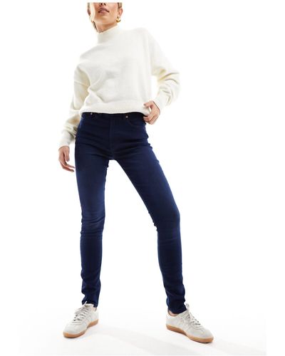 French Connection – eng geschnittene, elastische jeggings mit hoher taille - Blau