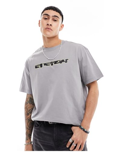 Weekday Oversized T-shirt With Energy Graphic Print - Gray