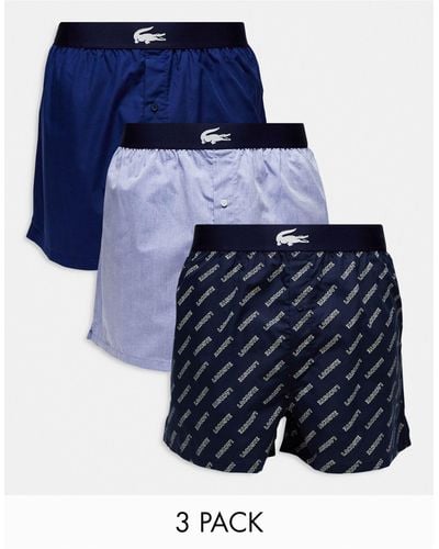 Lacoste 3 Pack Ultra Soft Cotton Boxers - Blue