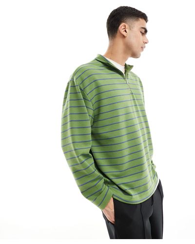 ASOS Asos Deign Oversized Half Zip Sweatshirt - Green