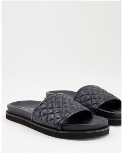 Walk London Ronny Quilted Slider Sandals - Black
