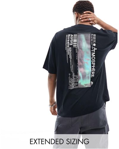 ASOS T-shirt oversize nera con stampa sul retro - Blu