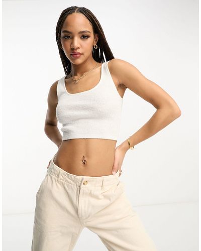 ASOS Cropped Knit Top With Scoop Neck - Natural