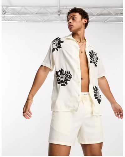 SELECTED Oversized Overhemd Met Reverskraag En Bloemenprint - Wit