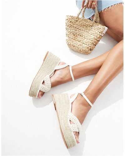 Glamorous Espadrilles Platform Heeled Sandals - White