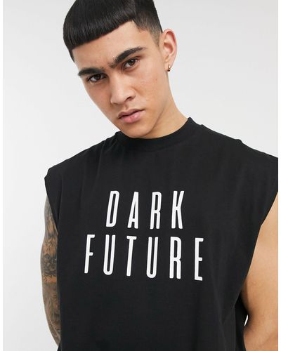 ASOS Asos Dark Future Oversized Sleeveless T-shirt With Dark Future Logo - Black