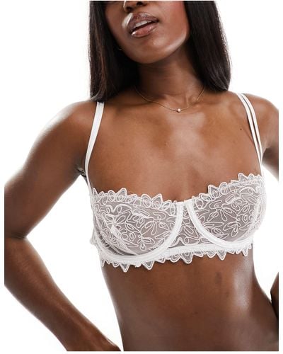 Bluebella Bridal Audrey Floral And Mesh Embroidered Bra - Brown