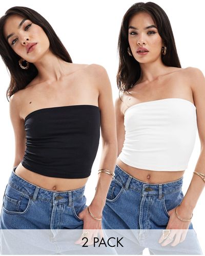 Pull&Bear 2 Pack Polyamide Second Skin Bandeau Top - Blue