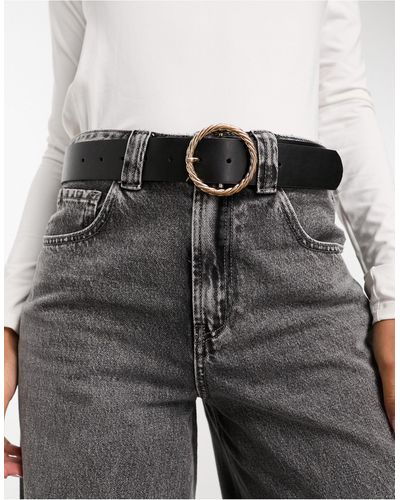 ASOS Cintura da jeans per vita e fianchi nera con fibbia oro intrecciata - Neutro