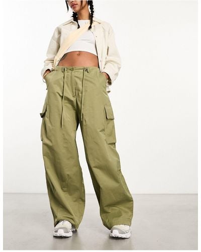 Moon River Adjustable Waist Drawstring Cargo Trousers - White