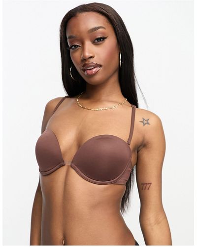 ASOS Microfibre Moulded Multiway Strapless Bra With Clear Center - Brown