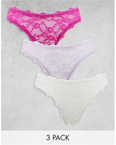 Cotton On Cotton On Stretch Lace Thong 3 Pack - Pink
