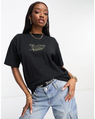 Juicy Couture – locker geschnittenes t-shirt - Schwarz