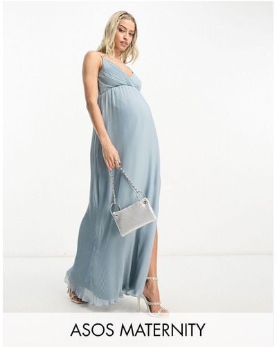 ASOS Asos Design Maternity Exclusive Chiffon Pleat Cami Wrap Maxi Dress - White