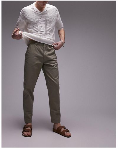 TOPMAN Pantaloni affusolati color salvia - Grigio