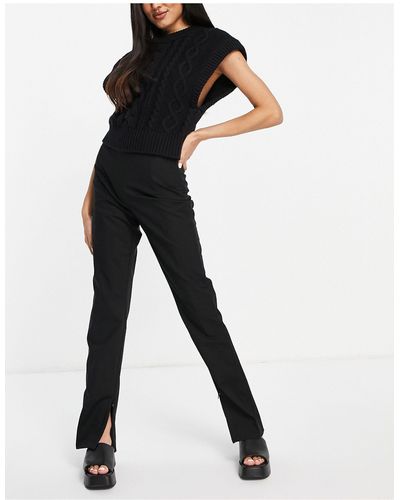 & Other Stories Cotton Jersey Trousers With Zip Detail - Black