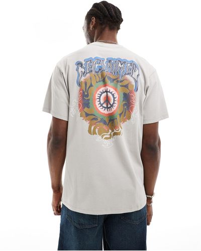 Reclaimed (vintage) T-shirt oversize avec imprimé skate au dos - taupe - Blanc
