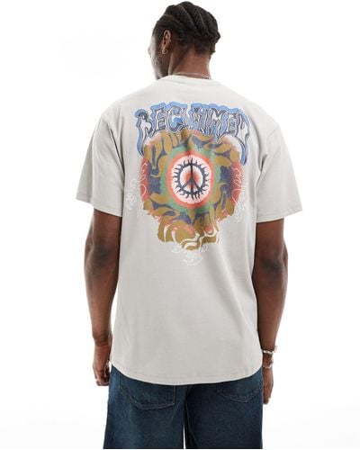 Reclaimed (vintage) T-shirt oversize color pietra con grafica skate sul retro - Bianco
