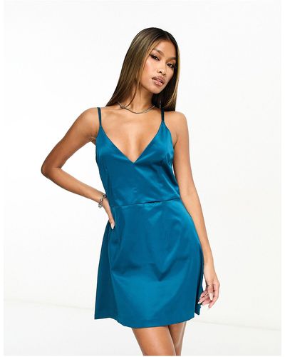 Vesper Vestido corto color cerceta - Azul