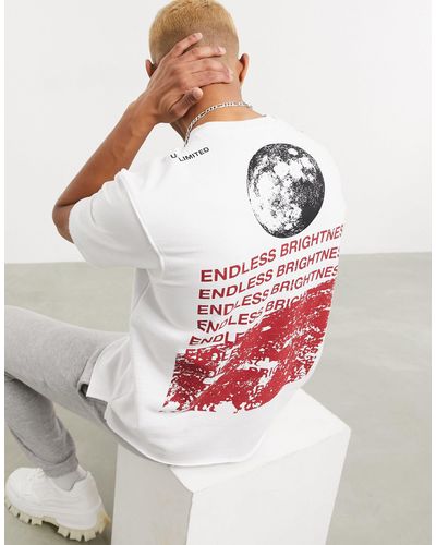 Bershka T-shirt Met Print Op - Wit