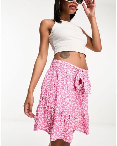 Jdy Tie Waist Mini Skirt - Pink