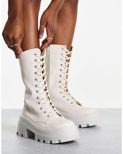 ASOS Aurora Chunky Lace Up Boots - White