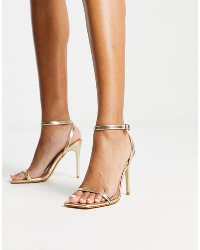 Truffle Collection Barely There Square Toe Stilletto Heeled Sandals - White