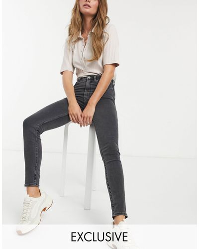 Weekday Body High Waist Super Skinny Jeans With Cotton - Black