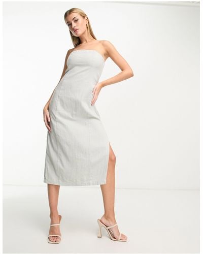 Abercrombie & Fitch Strapless Midi Dress - White