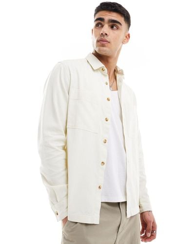 ASOS Double Pocket Denim Overshirt - White