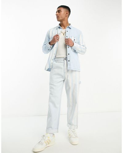 Lee Jeans Jean d'ensemble décontracté style charpentier à rayures - clair délavé - Blanc