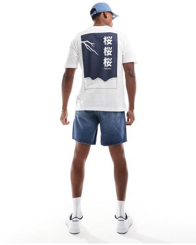 Only & Sons Relaxed Fit T-shirt With Japanese Print - Blue