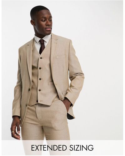 ASOS Skinny Oxford Suit Jacket - Natural
