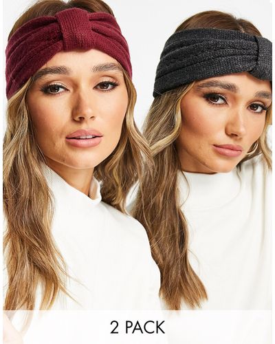 ASOS 2 Pack Polyester Front Knot Headband - Black
