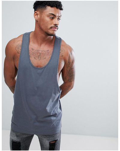 ASOS Tank With Extreme Racer Back - Grey